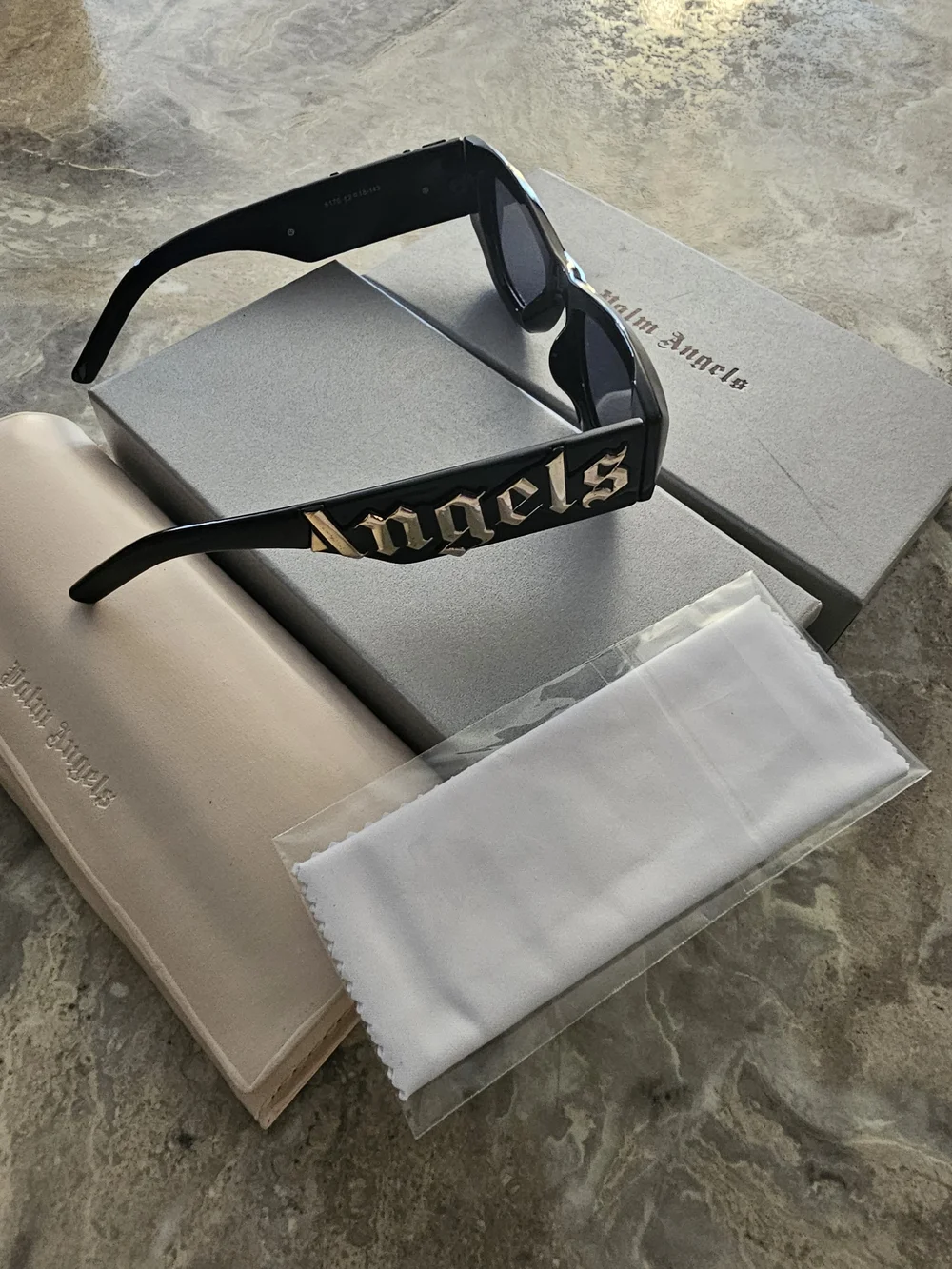 Palm Angels Black Sunglasses with Gold Logo